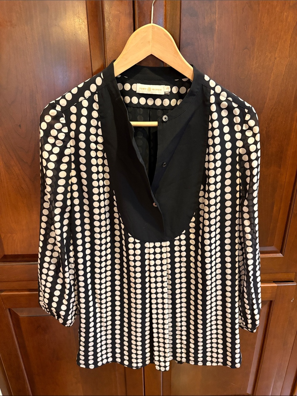 Tory Burch Tammy Silk Polka Dot Tunic Blouse Shirt. Sz 6